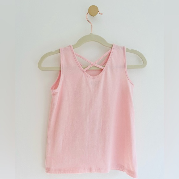 Gold 'DANCE' Print, The Children's Place Pink Tank Top with Cross-back Girls 4T - Picture 4 of 5